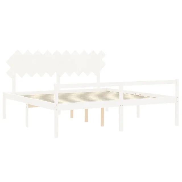 Lit pour personne âgée sans matelas blanc 200x200cm bois massif