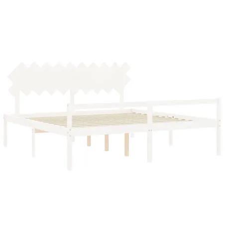 Lit pour personne âgée sans matelas blanc 200x200cm bois massif