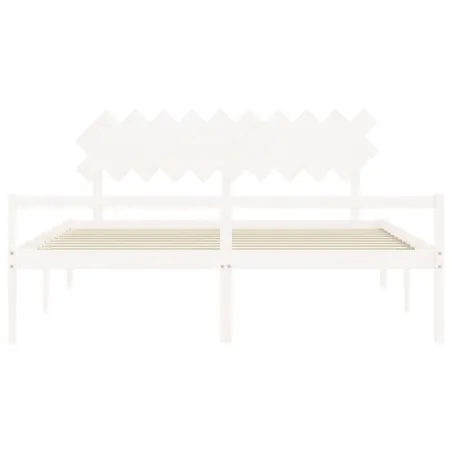 Lit pour personne âgée sans matelas blanc 200x200cm bois massif