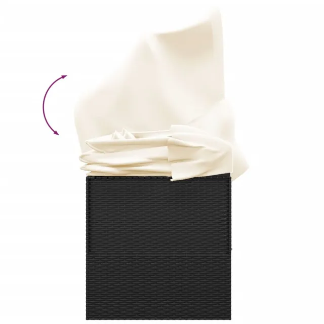 Lit de salon d'extérieur toit et coussins Noir Résine tressée