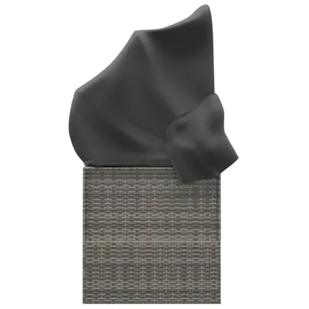 Lit de salon d'extérieur toit et coussins Gris Résine tressée