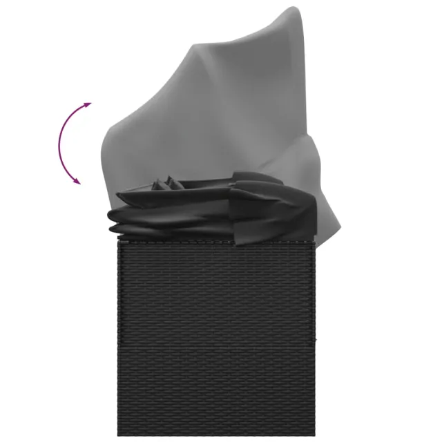 Lit de salon d'extérieur toit et coussins Noir Résine tressée