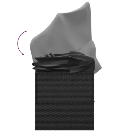 Lit de salon d'extérieur toit et coussins Noir Résine tressée