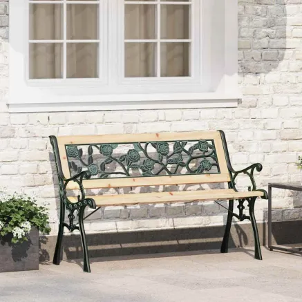 Banc de jardin avec coussin Marron 116 x 54 x 73 cm bois