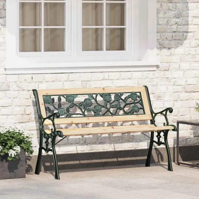Banc de jardin avec coussin Marron 116 x 54 x 73 cm bois