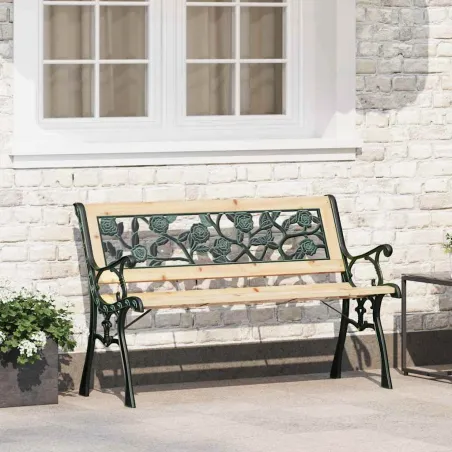 Banc de jardin avec coussin Marron 116 x 54 x 73 cm bois