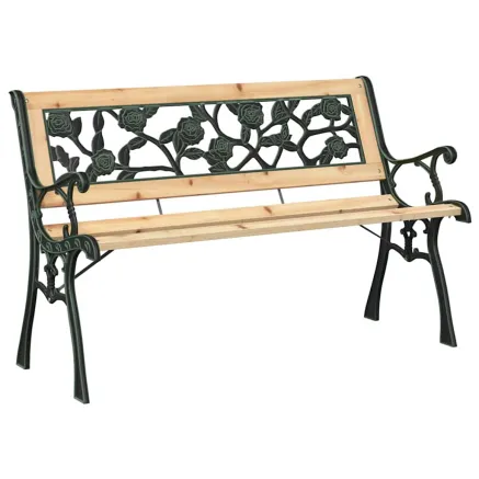 Banc de jardin avec coussin Marron 116 x 54 x 73 cm bois 2