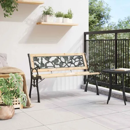 Banc de jardin avec coussin Marron 116 x 54 x 73 cm bois