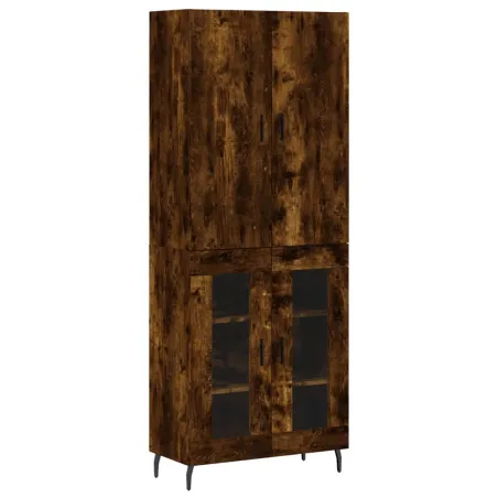 Buffet haut Chêne fumé 69,5x34x180 cm Bois d'ingénierie
