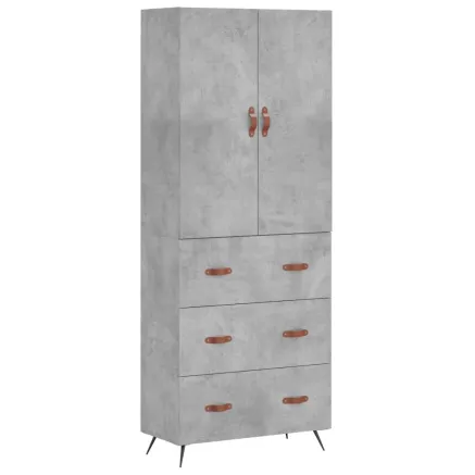 Buffet haut Gris béton 69,5x34x180 cm Bois d'ingénierie 2