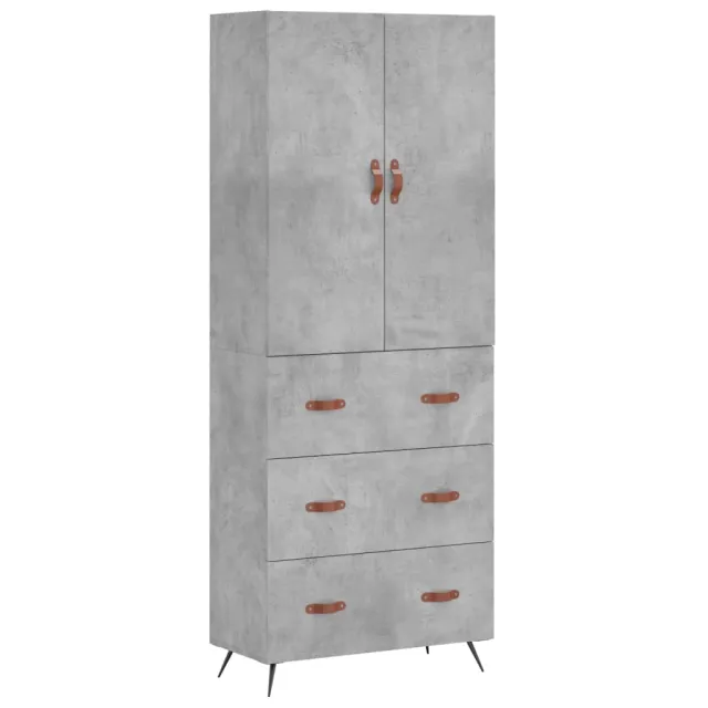 Buffet haut Gris béton 69,5x34x180 cm Bois d'ingénierie