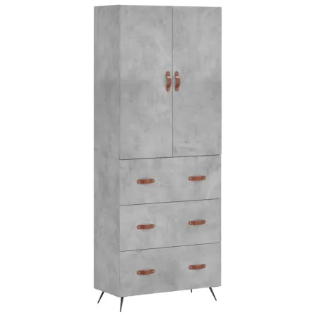 Buffet haut Gris béton 69,5x34x180 cm Bois d'ingénierie