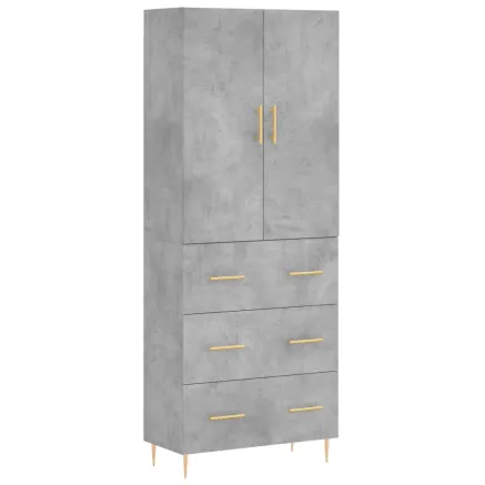 Buffet haut Gris béton 69,5x34x180 cm Bois d'ingénierie 2