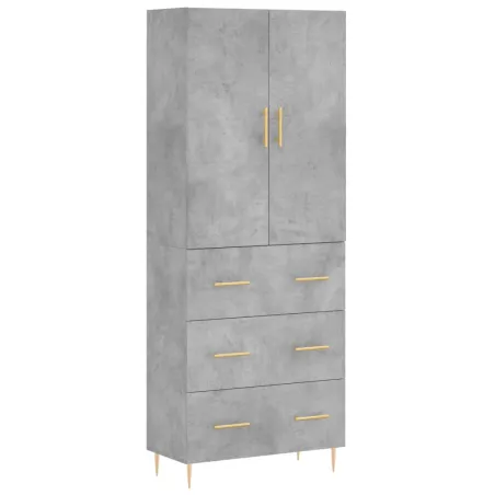 Buffet haut Gris béton 69,5x34x180 cm Bois d'ingénierie