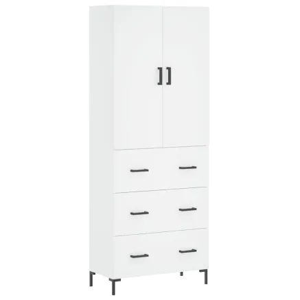 Buffet haut Blanc 69,5x34x180 cm Bois d'ingénierie 2