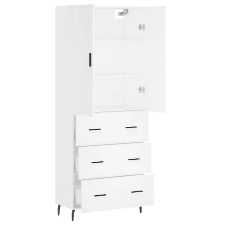 Buffet haut Blanc 69,5x34x180 cm Bois d'ingénierie