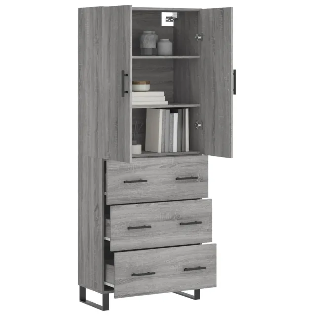 Buffet haut Sonoma gris 69,5x34x180 cm Bois d'ingénierie