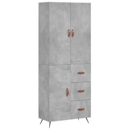 Buffet haut Gris béton 69,5x34x180 cm Bois d'ingénierie