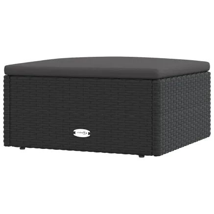 Tabouret de jardin avec coussin noir résine tressée 2