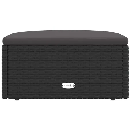 Tabouret de jardin avec coussin noir résine tressée