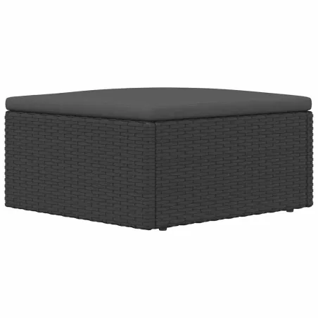 Tabouret de jardin avec coussin noir résine tressée