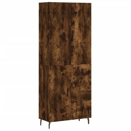Buffet haut Chêne fumé 69,5x34x180 cm Bois d'ingénierie 2