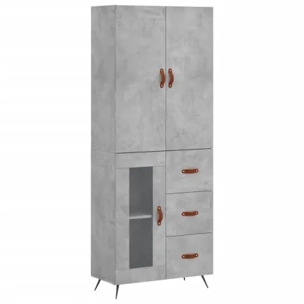 Buffet haut Gris béton 69,5x34x180 cm Bois d'ingénierie 2
