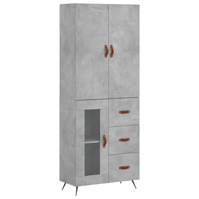 Buffet haut Gris béton 69,5x34x180 cm Bois d'ingénierie