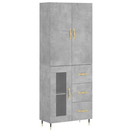 Buffet haut Gris béton 69,5x34x180 cm Bois d'ingénierie 2