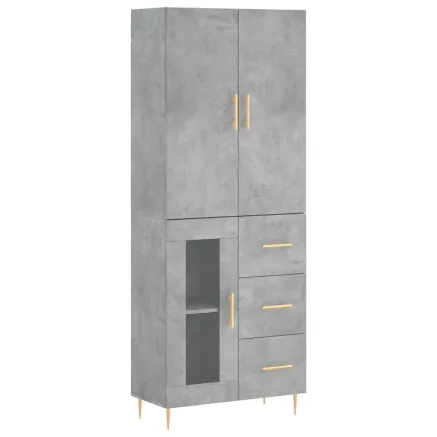 Buffet haut Gris béton 69,5x34x180 cm Bois d'ingénierie 2
