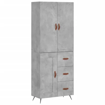 Buffet haut Gris béton 69,5x34x180 cm Bois d'ingénierie 2