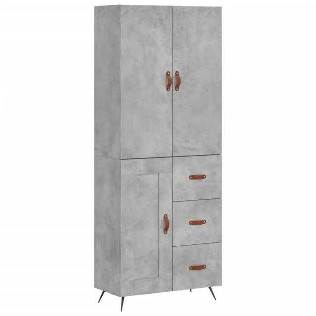Buffet haut Gris béton 69,5x34x180 cm Bois d'ingénierie
