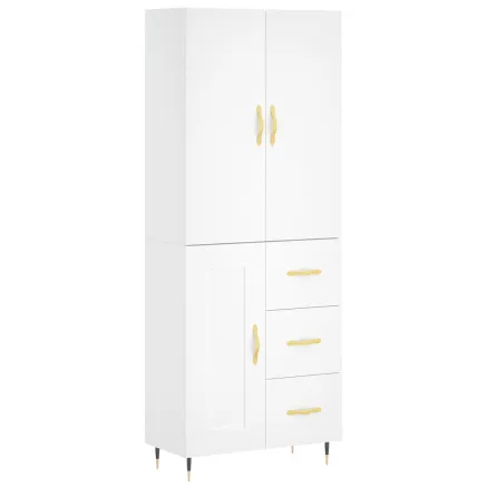 Buffet haut Blanc 69,5x34x180 cm Bois d'ingénierie 2