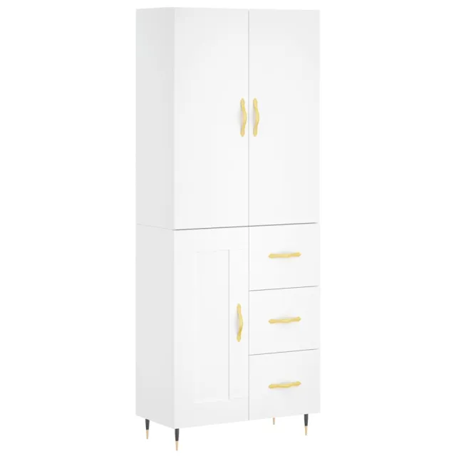 Buffet haut Blanc 69,5x34x180 cm Bois d'ingénierie