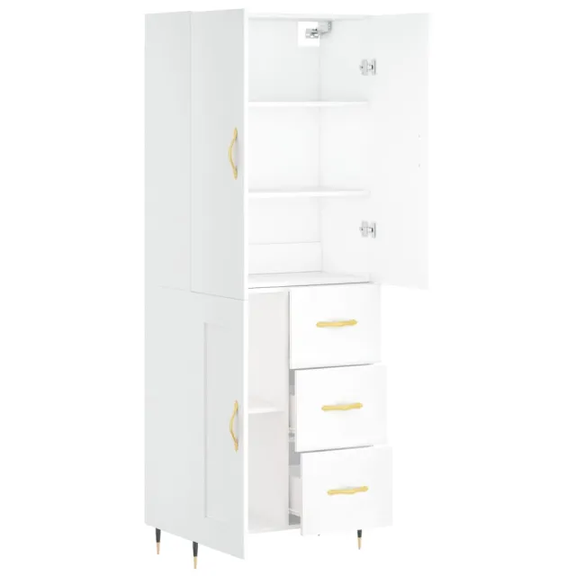 Buffet haut Blanc 69,5x34x180 cm Bois d'ingénierie