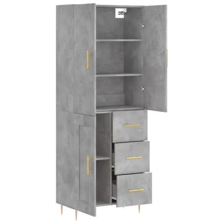 Buffet haut Gris béton 69,5x34x180 cm Bois d'ingénierie
