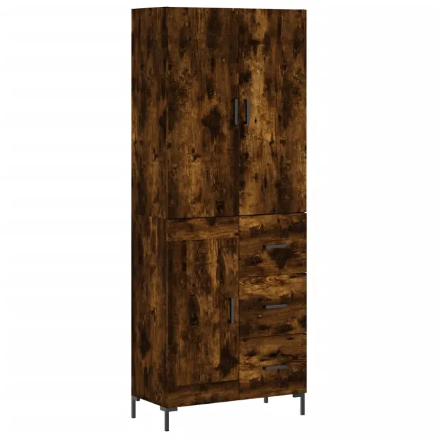 Buffet haut Chêne fumé 69,5x34x180 cm Bois d'ingénierie