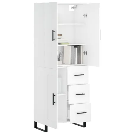 Buffet haut Blanc 69,5x34x180 cm Bois d'ingénierie