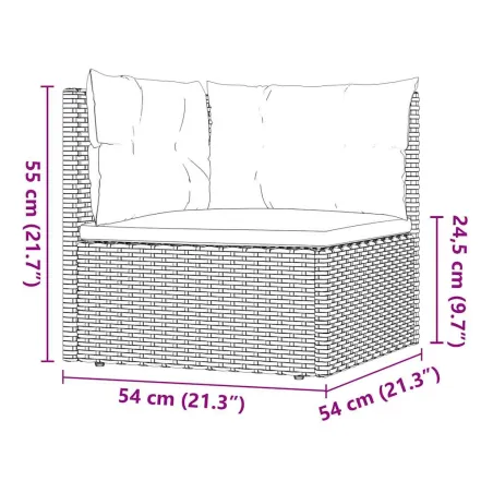 Salon de jardin 3 pcs avec coussins Gris Résine tressée