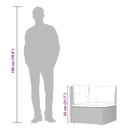 Salon de jardin 4 pcs avec coussins Gris Résine tressée