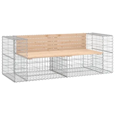 Banc de jardin design gabion 184x71x65,5 cm bois massif de pin 2