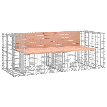 Banc de jardin design gabion 184x71x65,5 cm bois massif douglas 2