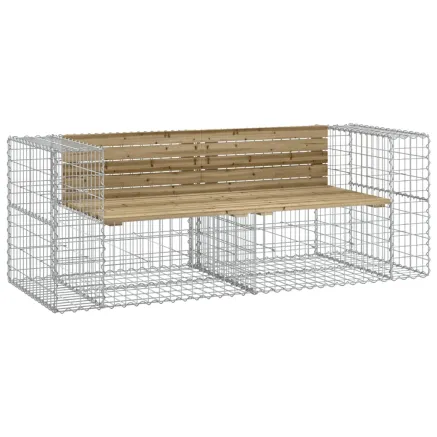 Banc de jardin design gabion 184x71x65,5cm bois de pin imprégné 2