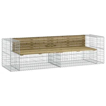 Banc de jardin design gabion 244x71x65,5cm bois de pin imprégné 2