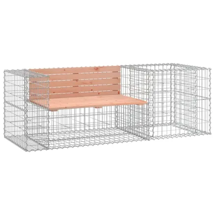 Banc de jardin avec panier en gabion bois massif de douglas 2
