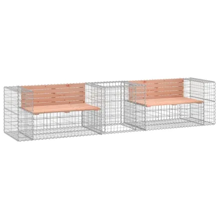 Banc de jardin avec panier en gabion bois massif de douglas 2