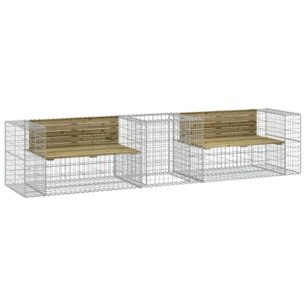 Banc de jardin avec panier en gabion bois de pin imprégné 2