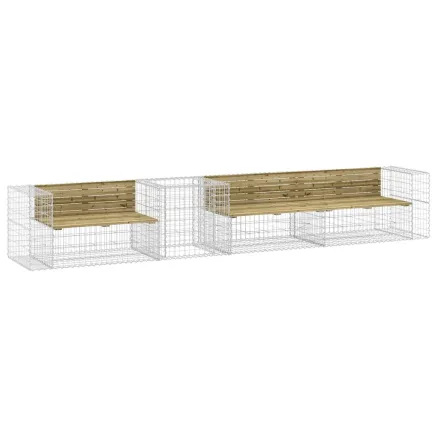 Banc de jardin avec panier en gabion bois de pin imprégné 2