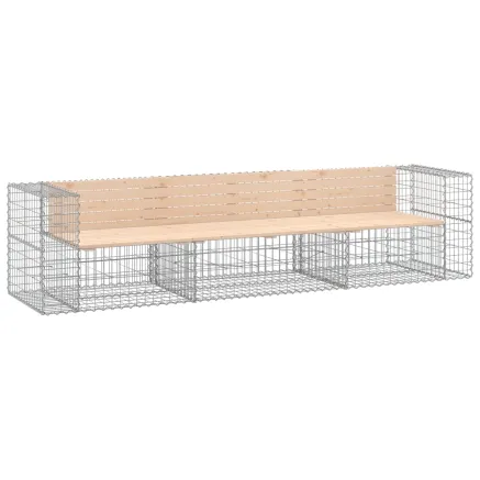 Banc de jardin design gabion 287x71x65,5 cm bois massif de pin 2