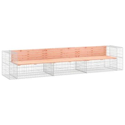 Banc jardin design gabion 347x71x65,5 cm bois massif de douglas 2